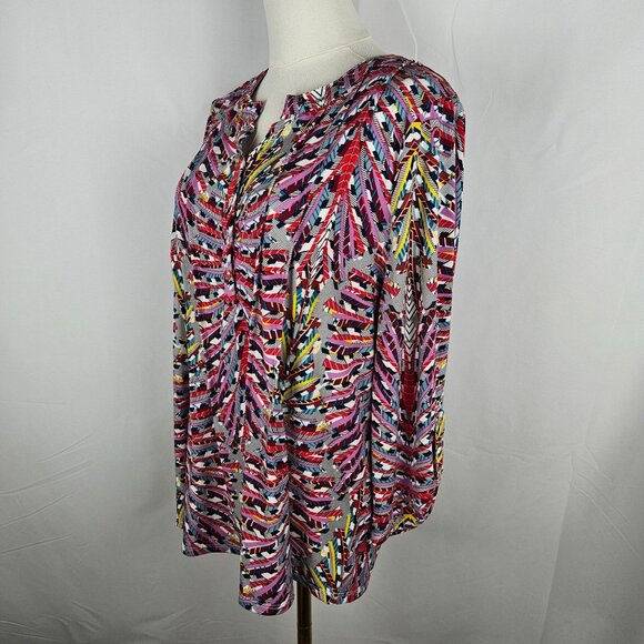 By Design Tunic Top XL Multicolor Abstract Print Bohemian Colorful - Picture 2 of 8